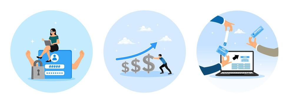 Digital security and financial growth concepts vector