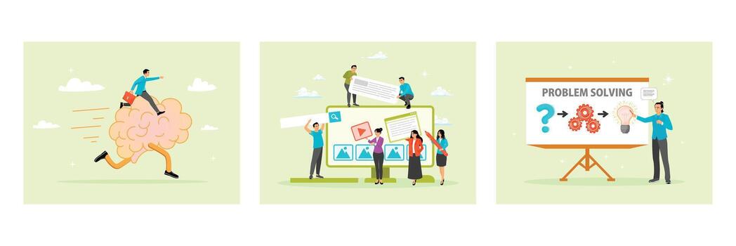 Creative problem-solving illustration with people vector