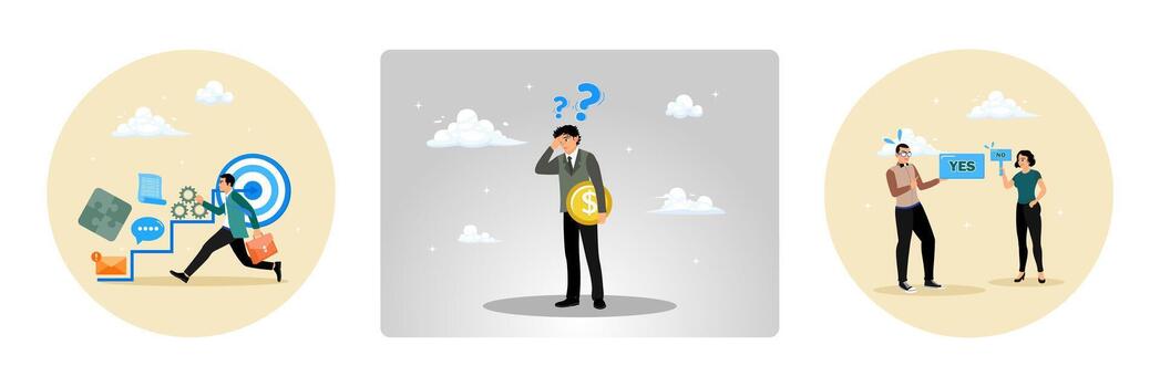 Financial decision-making process illustration vector