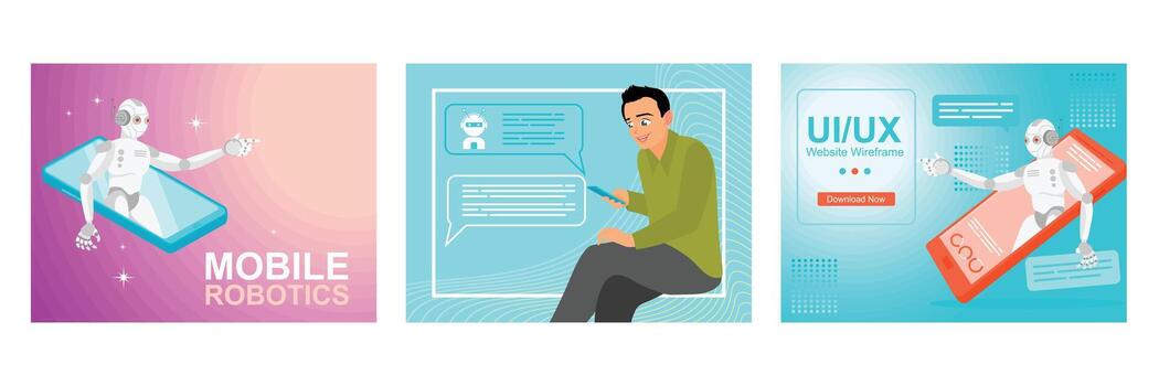 Mobile robotics and UI/UX design illustration vector