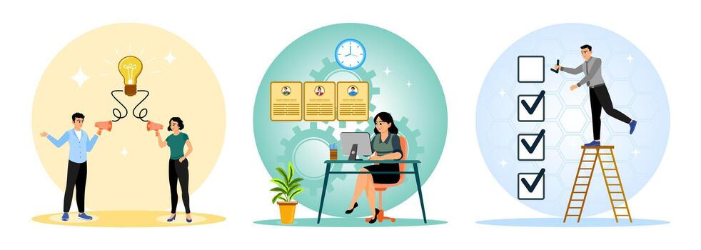 Teamwork and productivity in a workspace vector