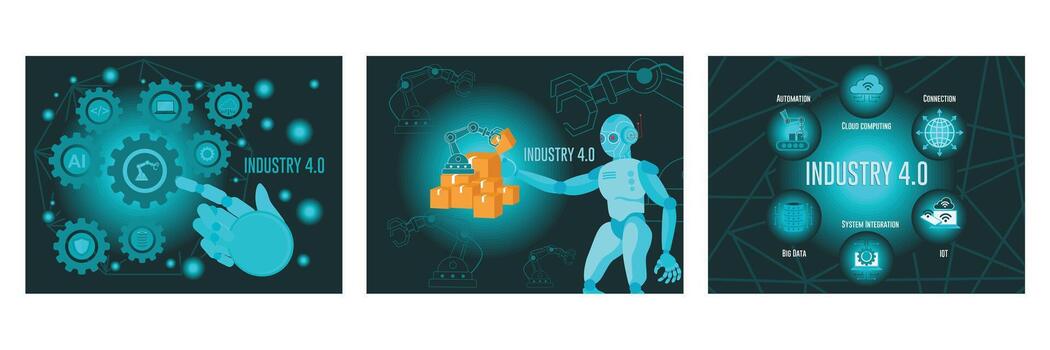 Industry 4.0 concept with automation graphic vector