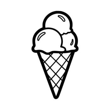 negro y blanco hielo crema cono con Tres cucharadas vector
