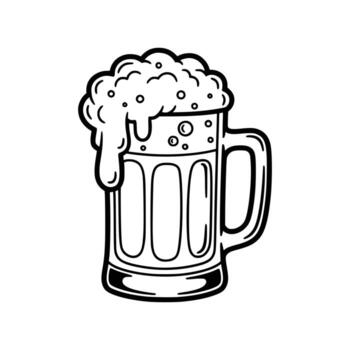 Illustration of a Frothy Beer Mug with Handle and Bubbles. vector