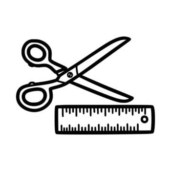 Scissors and Ruler Essential Crafting Tools for Precision and Creativity. vector