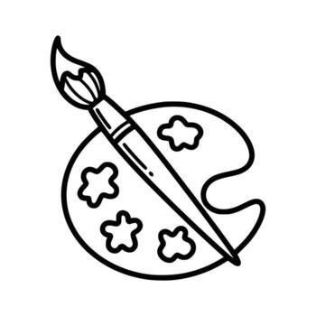 Paintbrush and Palette Artistic Tools for Creative Expression and Design. vector