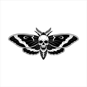 Skull Moth A Macabre Fusion of Mortality and Transformation. vector