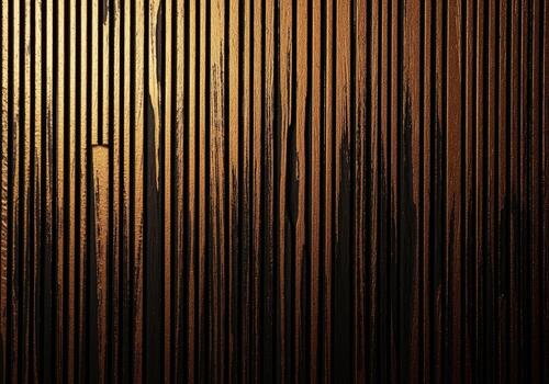 Metallic bronze vertical wood slat wall with shimmering distressed texture photo