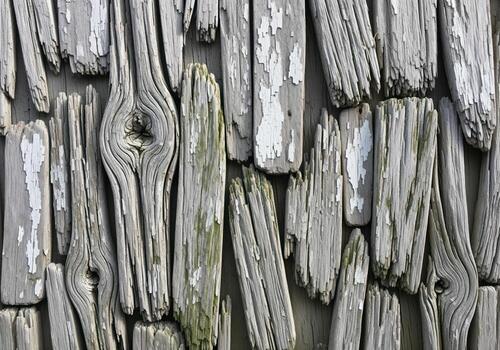 rústico resistido madera flotante tablones con peladura pintar formando un afligido texturizado pared foto