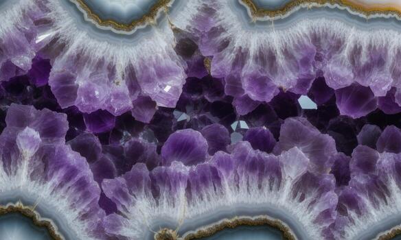 Seamless natural amethyst crystal geode with intricate purple and white patterns photo