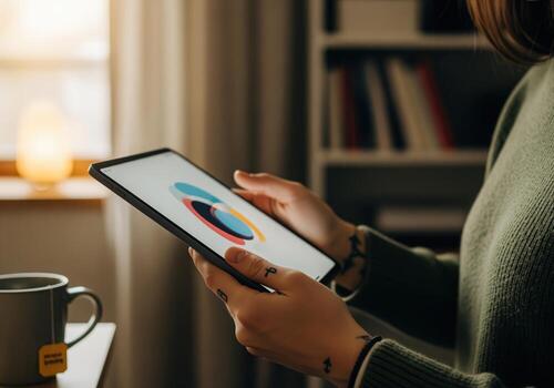 creativo profesional manos utilizando un moderno digital tableta para diseño o datos visualización foto