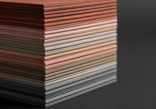 Elegant stack of textured paper swatches displaying a range of natural colors photo