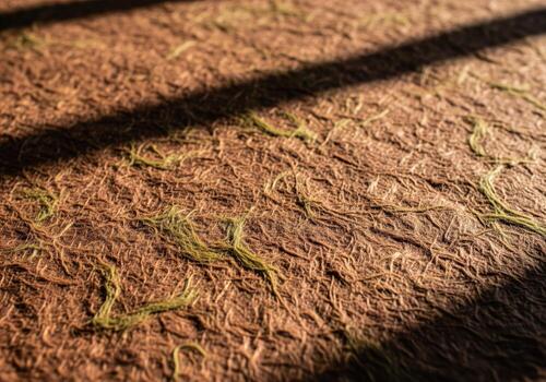 Detailed handmade hemp paper texture with earthy tones and natural fibers photo