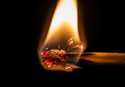 cerca arriba de un partido cabeza encendiendo, muy lleno dentro un vibrante, ardiente resplandor foto