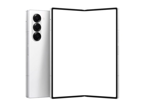 White foldable android smartphone mockup template without background and screen. Only frames png