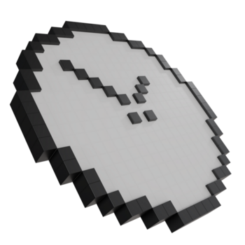 3D render illustration of a black and white pixel clock icon, minimalist digital time concept, modern retro style design for schedule, timer png