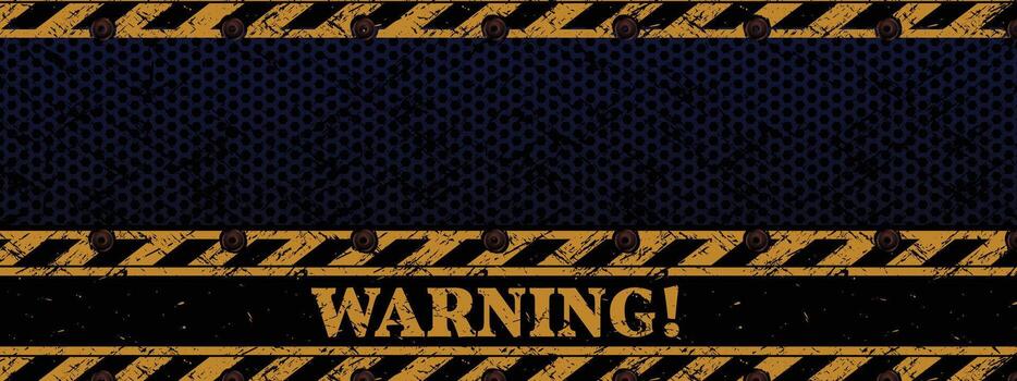 WARNING YELLOW STRIPES AND LINE IN RUSTIC AND METAL BACKGROUND vector