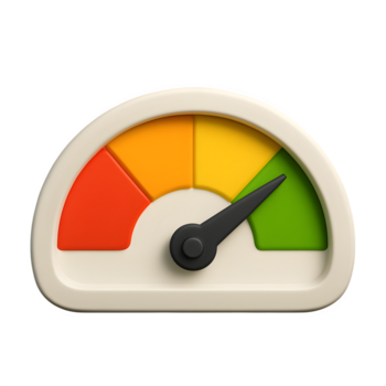 prestatie meter icoon ijking snelheid en rendement met een 3D-gerenderde dashboard indicator png