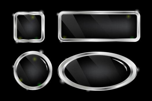 Glossy Silver Frames Modern Buttons Collection vector
