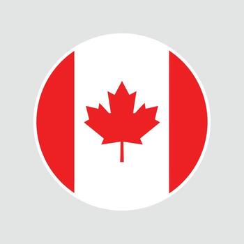 The flag of Canada. Flag icon. Standard color. Round flag. Computer illustration. Circle flag. vector