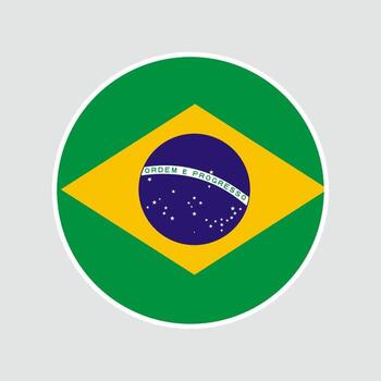 The flag of Brazil. Flag icon. Standard color. Round flag. Computer illustration. Circle flag. vector