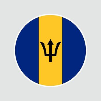 The flag of Barbados. Flag icon. Standard color. Round flag. Computer illustration. Circle flag. vector