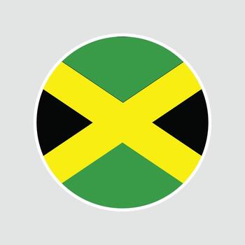 The flag of Jamaica. Flag icon. Standard color. Round flag. Computer illustration. Circle flag. vector
