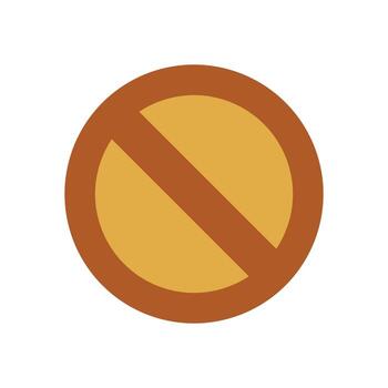 Simple Warning Icon with No Entry Sign in Warm Color Palette vector