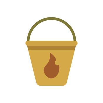 sencillo emergencia lucha contra incendios Cubeta icono con verde encargarse de y fuego diseño vector