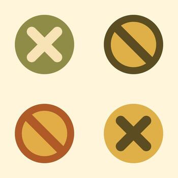 Simple Wrong and Forbidden Symbols with Soft Rounded Shapes and Natural Tones vector