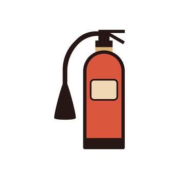 Simple Fire Extinguisher Graphic with Cream Label and Curved Black Nozzle vector