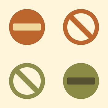 Collection of Simple No Access Icons with Bold Lines and Muted Color Palette vector