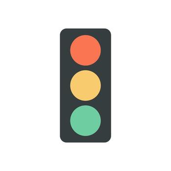 Modern Traffic Light Graphic Showing Three Signals in Flat Style with Clean Lines and Bold Color Contrast vector