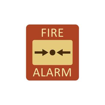 Modern Fire Alarm Notification Icon in Flat Style with Clear Push Instruction vector
