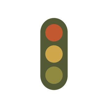 Flat traffic signal design featuring curved top and bottom with subdued red yellow green indicators vector