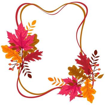 Autumn Leaves Branches and Berries Fall Frame vector