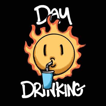 Sun Flaming While Drinking t shirt design vector