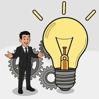 Illustration Image of a Person Finding an Idea vector