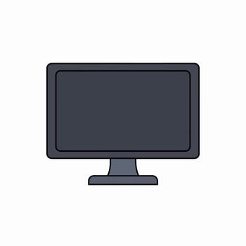 Computer monitor icon, dark gray, blank screen, desktop vector