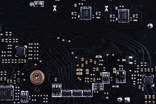 Circuit board. Electronic computer hardware technology. Motherboard digital chip. Computer components . photo
