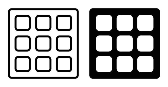 Black and White Square Grid Icon Design for Digital Applications vector