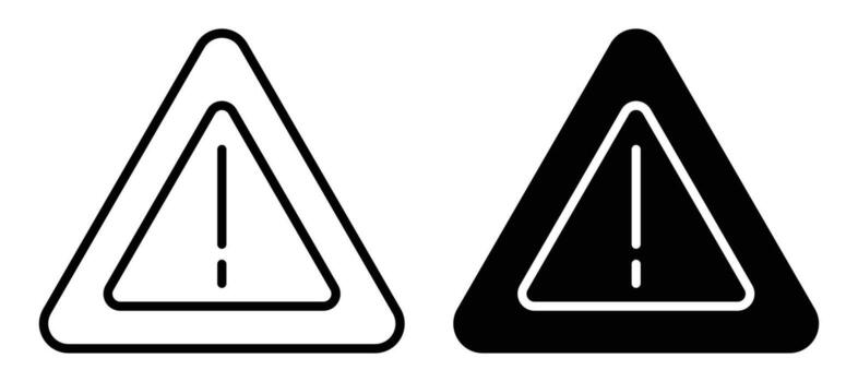 Warning symbols in black and white triangular shapes with exclamation marks vector