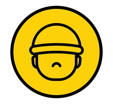 Simple Icon of Worker with Yellow Background and Sad Expression vector