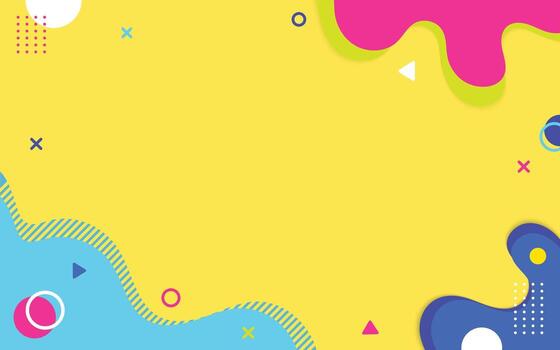 Colorful Abstract Memphis Background with Geometric Shapes on Yellow Design Template. Illustration 10 eps. vector
