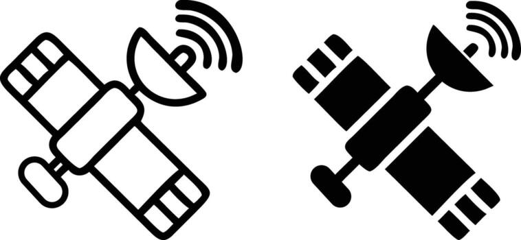 Communication Satellite Doodle Icons Set for Space Signal, Technology and Global Connection Design vector