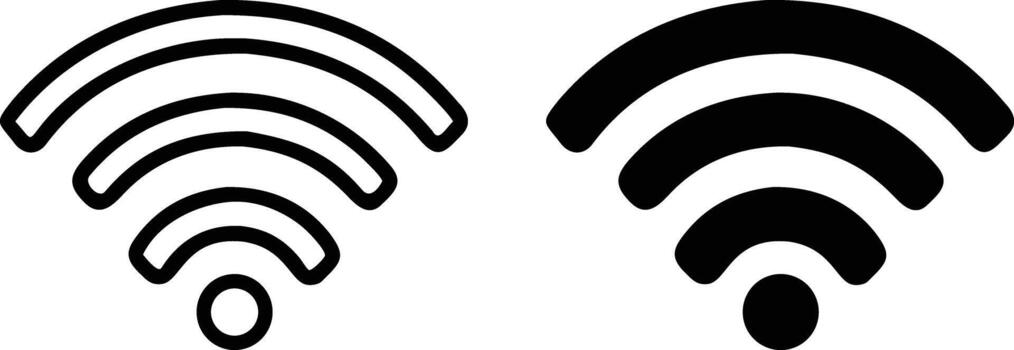 WiFi Signal Doodle Icons Set for Internet Connection, Wireless Network and Digital Communication Design vector
