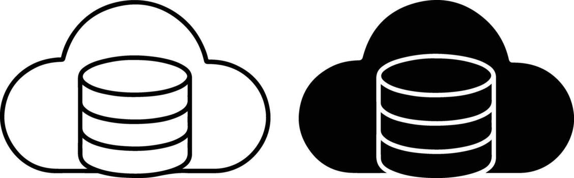 nube base de datos garabatear íconos conjunto para datos almacenamiento, informática y digital red tecnología diseño vector