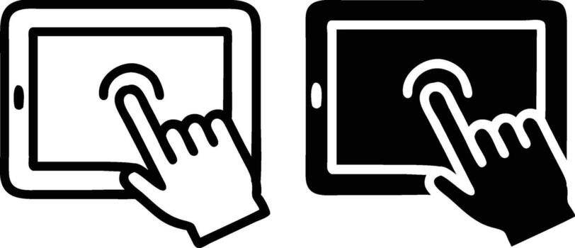Touchscreen Tablet Doodle Icons Set for Mobile Technology, Digital Device and Interaction Design vector