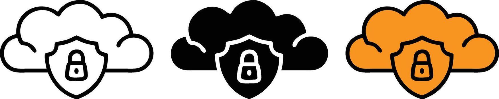 Cloud Security Shield Icon Set vector
