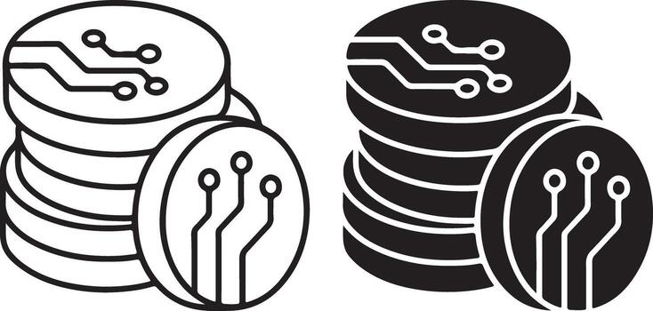 Cryptocurrency Coin Doodle Icons Set for Digital Finance, Blockchain and Virtual Investment Design vector